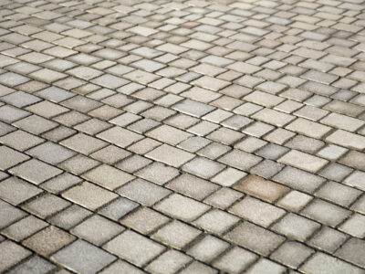 Closeup detail of the stone block pathway