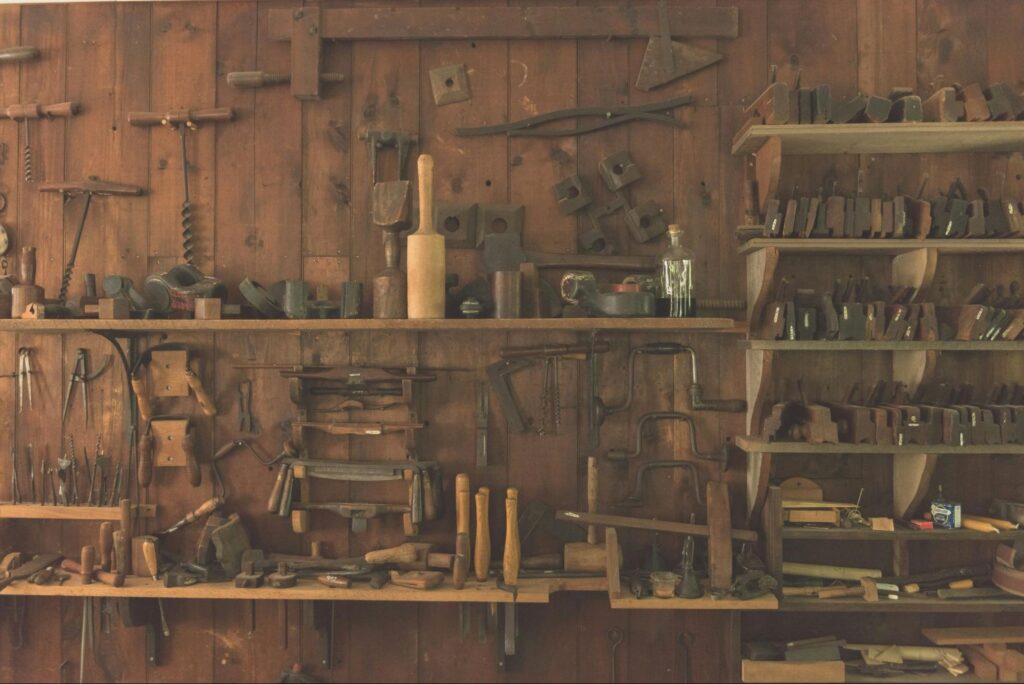 Woodworking instruments on a wall