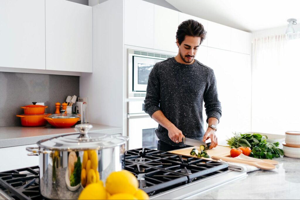 Man cooking in a modern kitchen