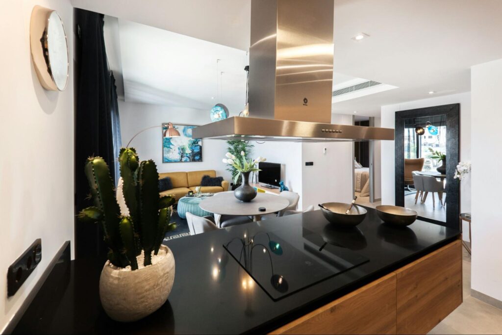 Modern kitchen in an open-plan house