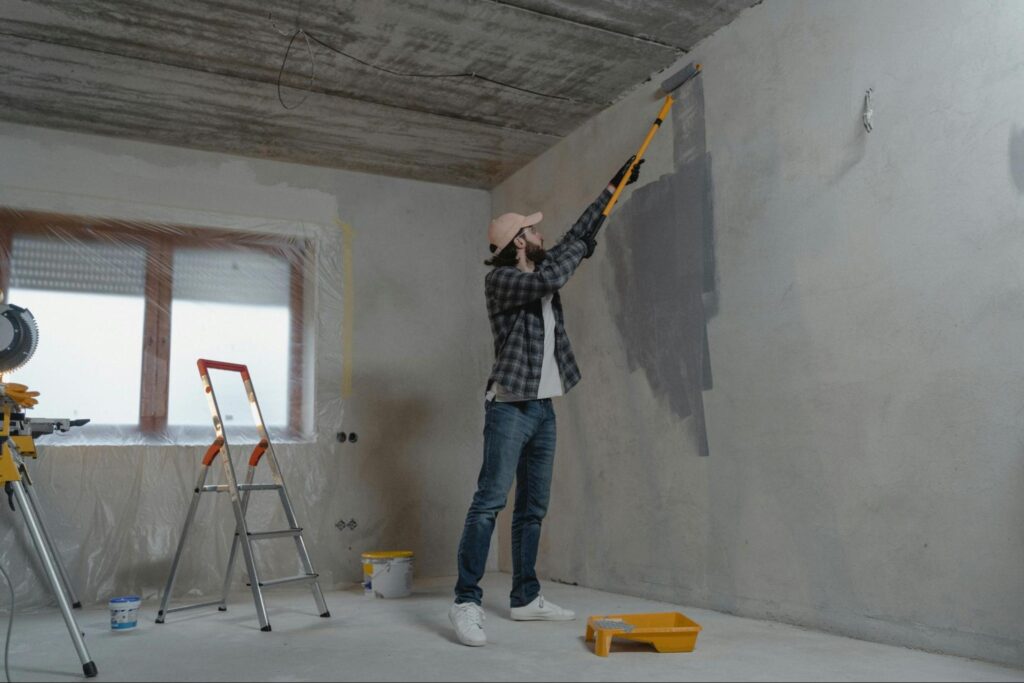 A man doing home renovations