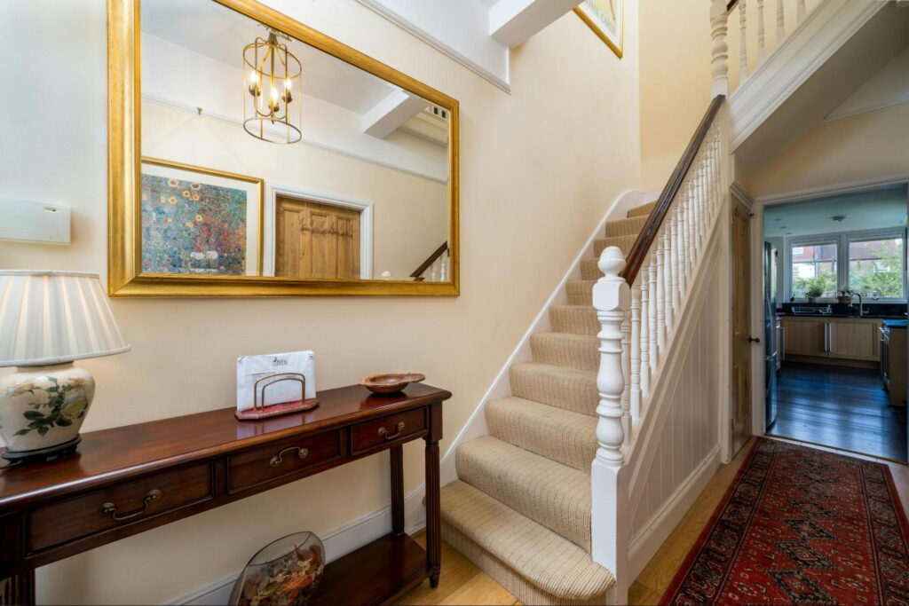 A classic style home with a staircase visible