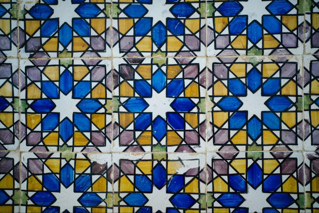 Outdated painted tiles
